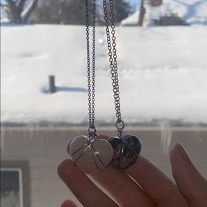 hand wrapped heart shape crystal necklaces